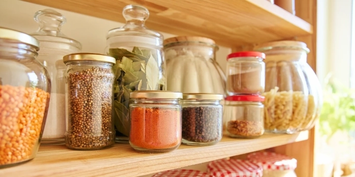 Food sealed in mason jars