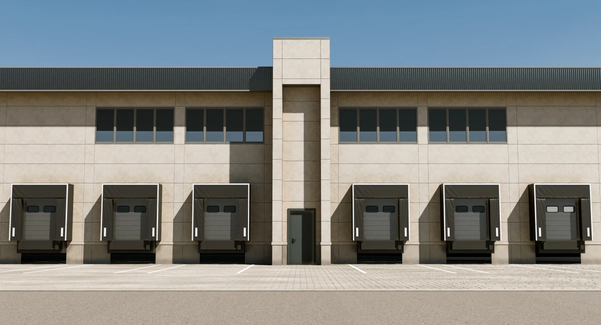 Loading bays with seals at an industry warehouse