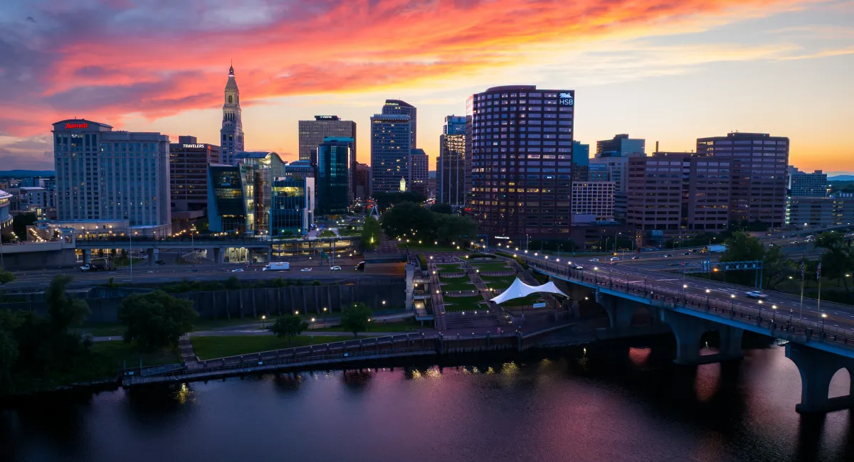 Sunset in Hartford, Connecticut