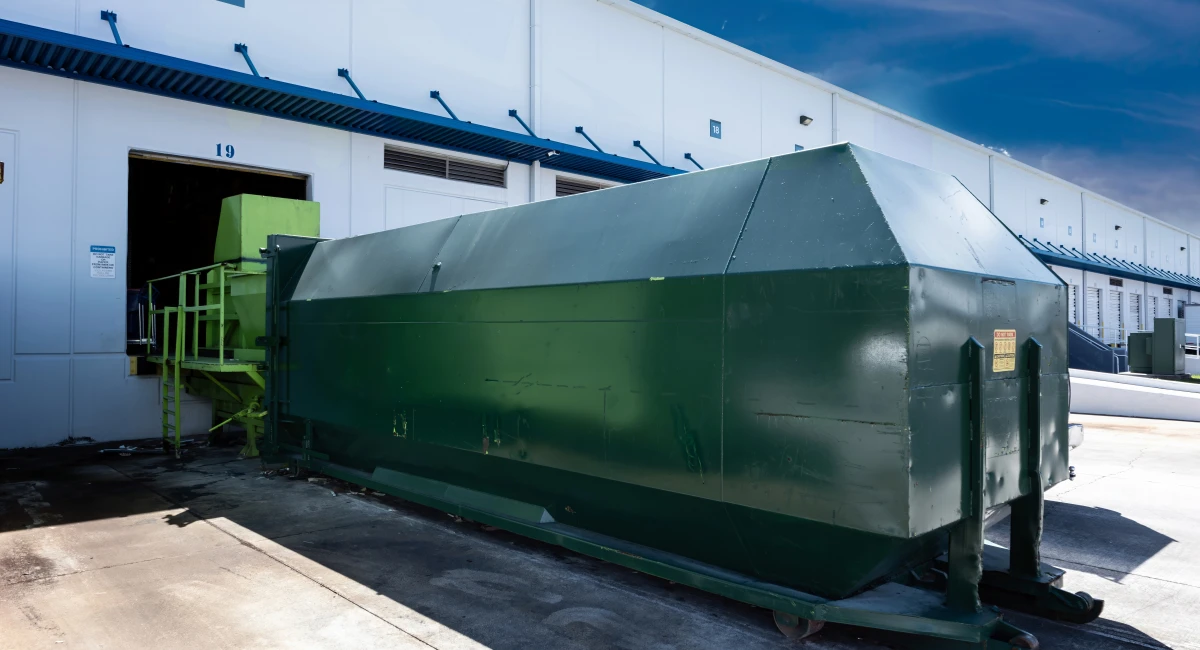 An industrial trash compactor