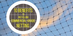 A net with the words "10 Benefits to installing commercial grade netting" on top of it.