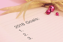 A piece of paper with a numbered list titled "2018 Goals."