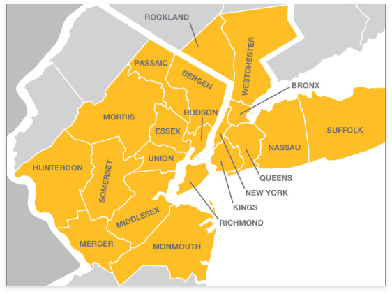 A map of Assured Environments' service area.