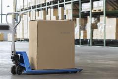 A box on a pallet rack.