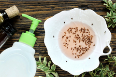 A leaf-shaped bowl filled with gnats.