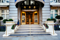 A fancy hotel entrance.