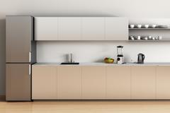 A neat white kitchen.