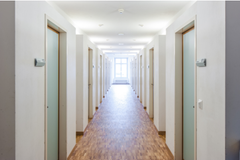 A dorm hallway.